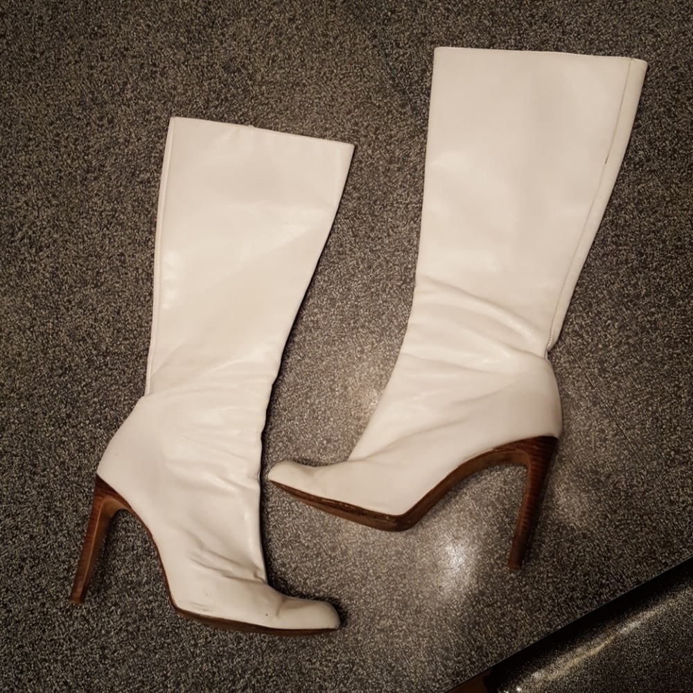 Vintage Bebe white below knee boots